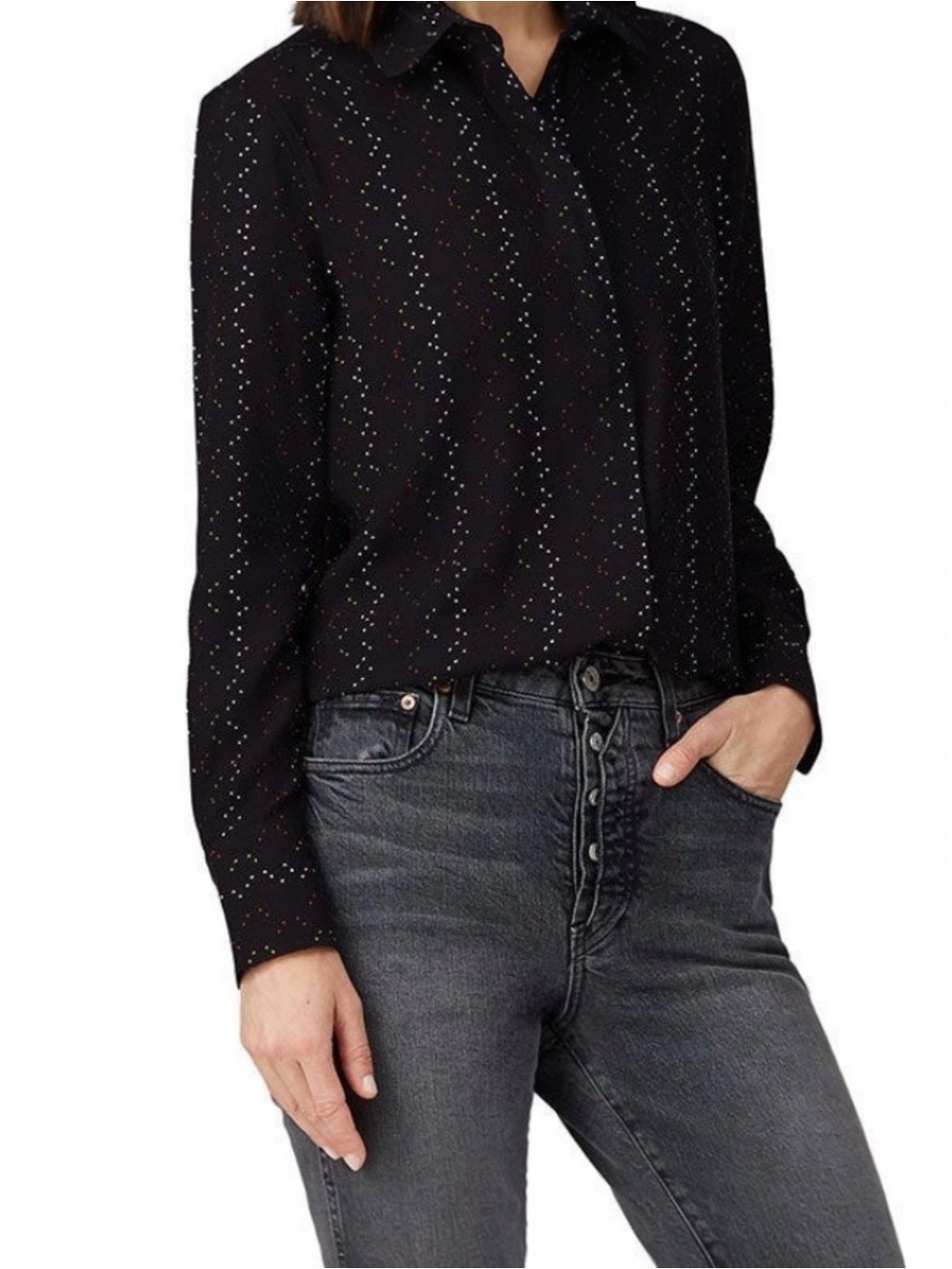 Equipment Femme Silk Feel Printed Button Down Blouse Large